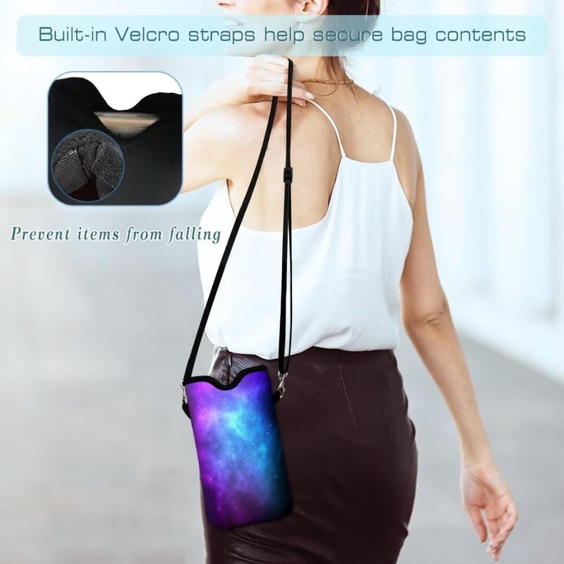 FREZORA Cell Phone Sleeves Bag Case Crossbody Neoprene Holder Lanyard Phone Pouch for Women Men 7.5 X 4.5 Inches - Galaxy - Image 5